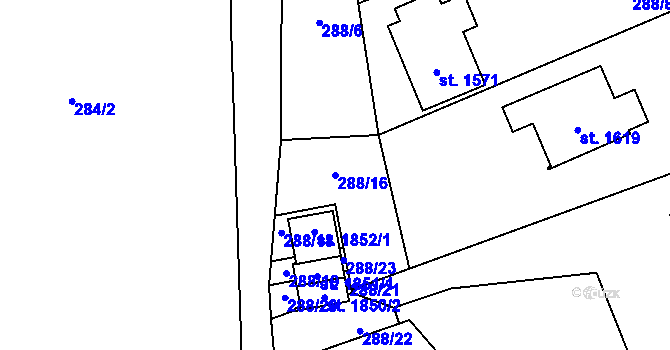 Parcela st. 288/16 v KÚ Kdyně, Katastrální mapa
