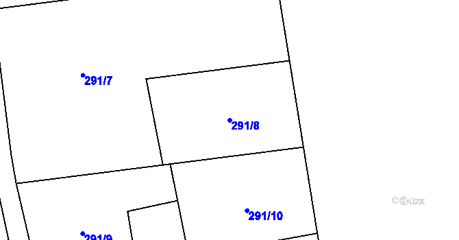 Parcela st. 291/8 v KÚ Kdyně, Katastrální mapa