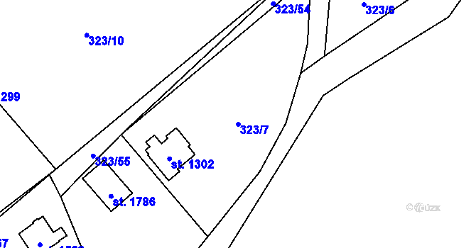 Parcela st. 323/7 v KÚ Kdyně, Katastrální mapa