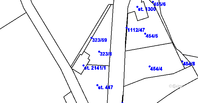 Parcela st. 323/8 v KÚ Kdyně, Katastrální mapa