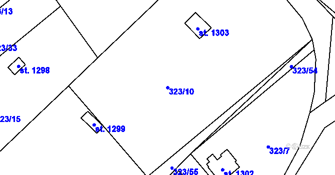 Parcela st. 323/10 v KÚ Kdyně, Katastrální mapa