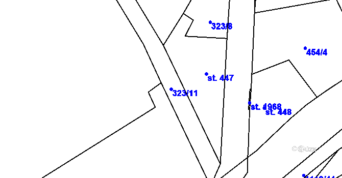 Parcela st. 323/11 v KÚ Kdyně, Katastrální mapa