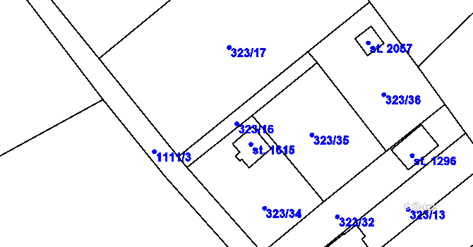 Parcela st. 323/16 v KÚ Kdyně, Katastrální mapa