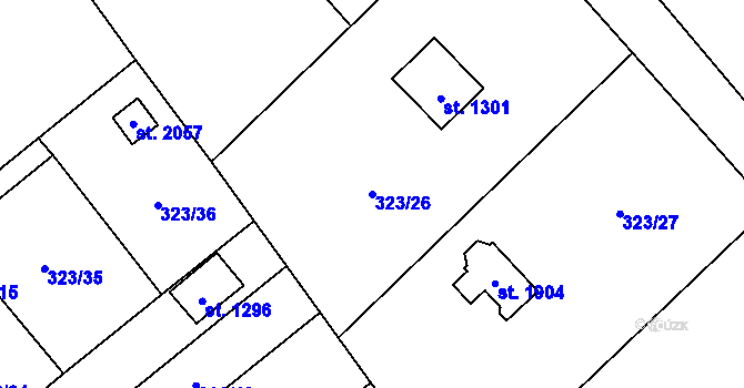 Parcela st. 323/26 v KÚ Kdyně, Katastrální mapa