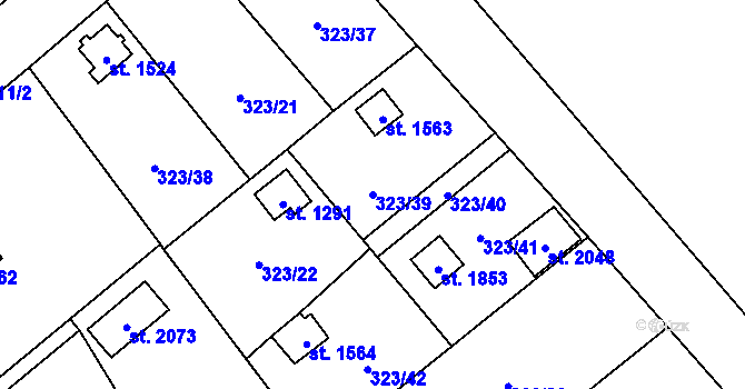 Parcela st. 323/39 v KÚ Kdyně, Katastrální mapa