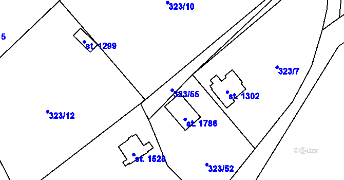 Parcela st. 323/55 v KÚ Kdyně, Katastrální mapa
