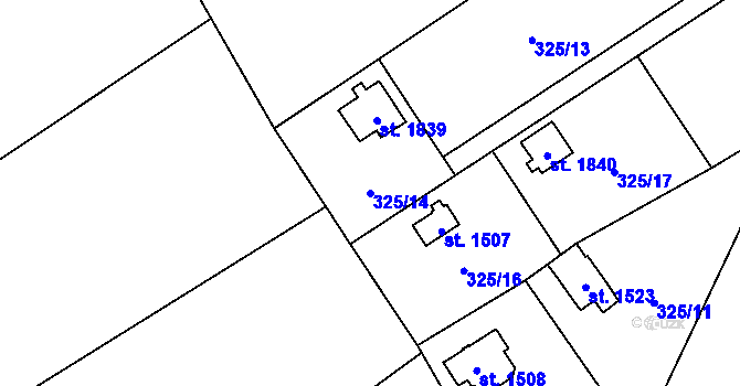 Parcela st. 325/14 v KÚ Kdyně, Katastrální mapa