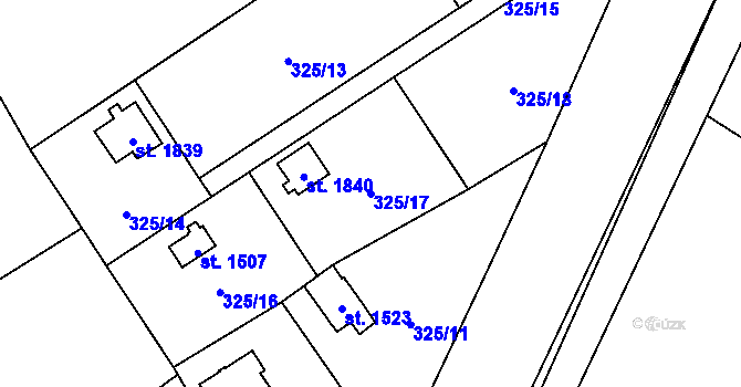Parcela st. 325/17 v KÚ Kdyně, Katastrální mapa