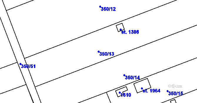 Parcela st. 350/13 v KÚ Kdyně, Katastrální mapa