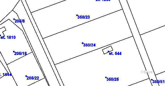 Parcela st. 350/24 v KÚ Kdyně, Katastrální mapa