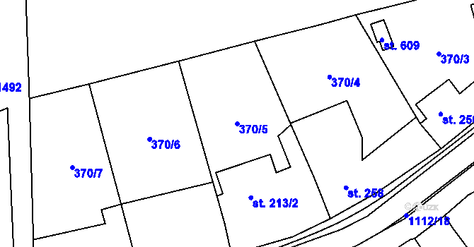 Parcela st. 370/5 v KÚ Kdyně, Katastrální mapa