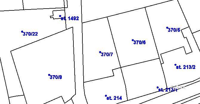 Parcela st. 370/7 v KÚ Kdyně, Katastrální mapa