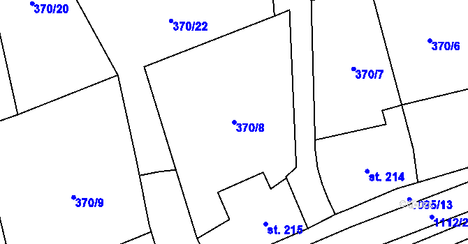Parcela st. 370/8 v KÚ Kdyně, Katastrální mapa