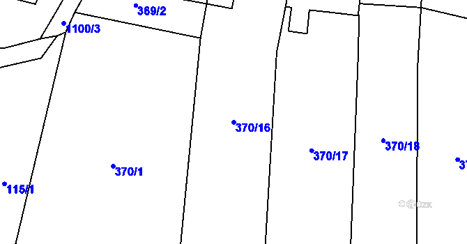 Parcela st. 370/16 v KÚ Kdyně, Katastrální mapa