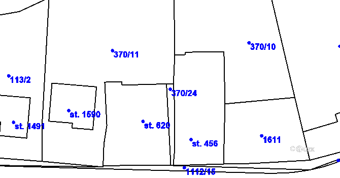Parcela st. 370/24 v KÚ Kdyně, Katastrální mapa