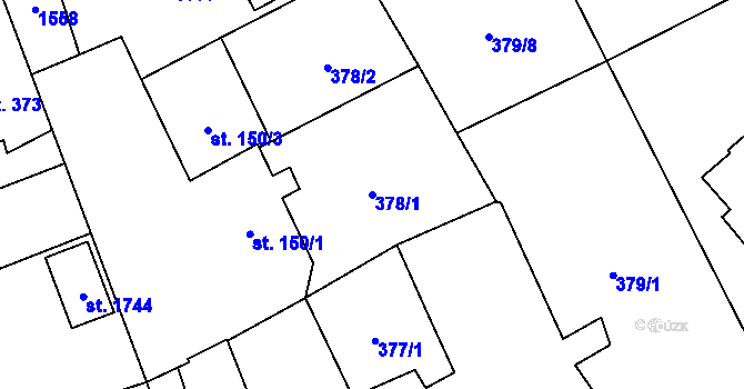 Parcela st. 378/1 v KÚ Kdyně, Katastrální mapa