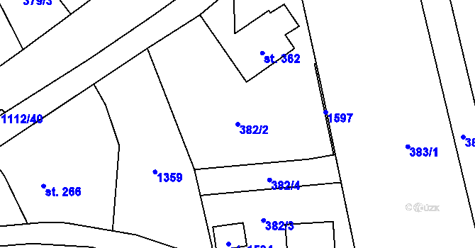 Parcela st. 382/2 v KÚ Kdyně, Katastrální mapa