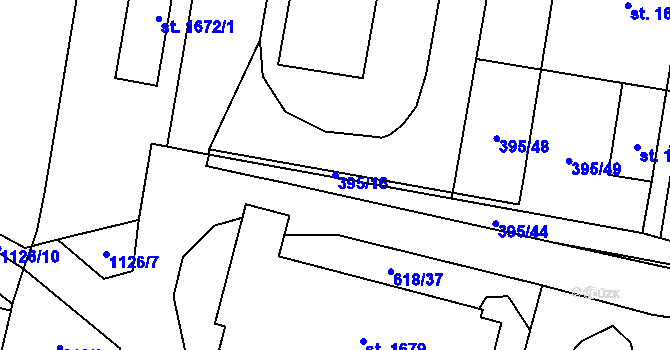 Parcela st. 395/16 v KÚ Kdyně, Katastrální mapa