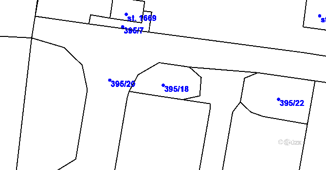 Parcela st. 395/18 v KÚ Kdyně, Katastrální mapa