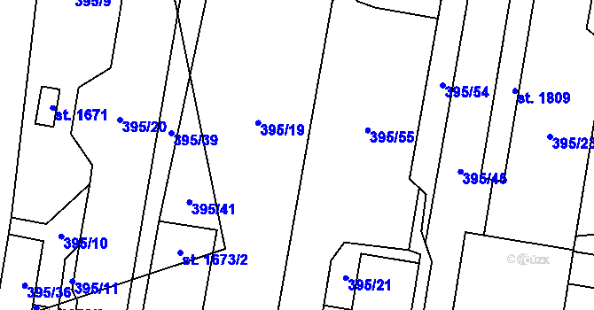 Parcela st. 395/19 v KÚ Kdyně, Katastrální mapa