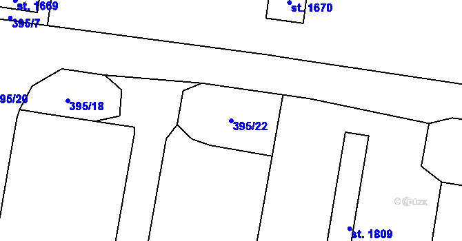 Parcela st. 395/22 v KÚ Kdyně, Katastrální mapa