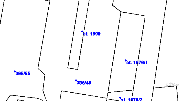 Parcela st. 395/23 v KÚ Kdyně, Katastrální mapa