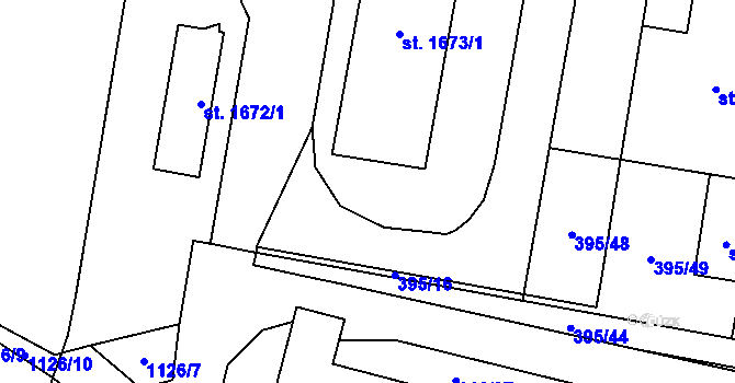 Parcela st. 395/40 v KÚ Kdyně, Katastrální mapa