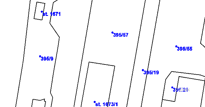 Parcela st. 395/41 v KÚ Kdyně, Katastrální mapa