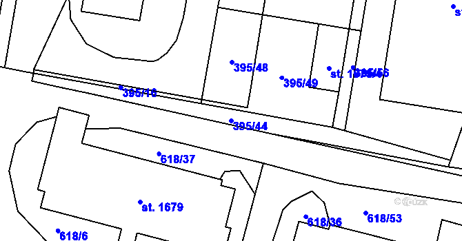 Parcela st. 395/44 v KÚ Kdyně, Katastrální mapa