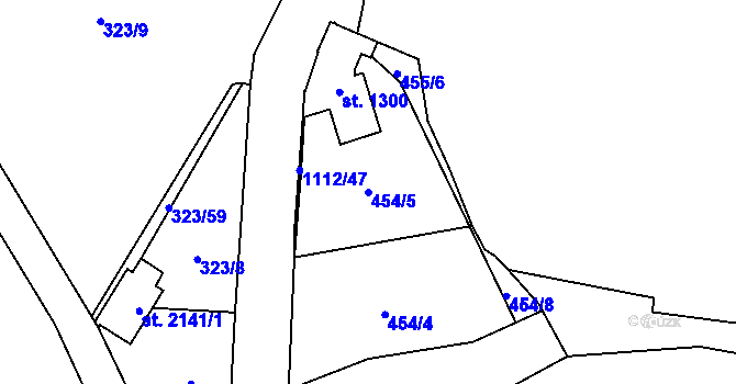 Parcela st. 454/5 v KÚ Kdyně, Katastrální mapa