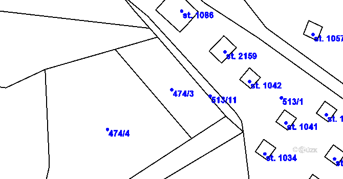 Parcela st. 474/3 v KÚ Kdyně, Katastrální mapa