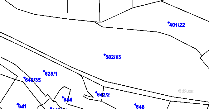Parcela st. 582/13 v KÚ Kdyně, Katastrální mapa