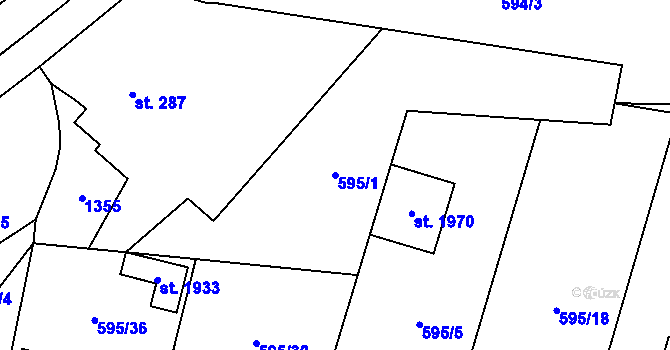 Parcela st. 595/1 v KÚ Kdyně, Katastrální mapa