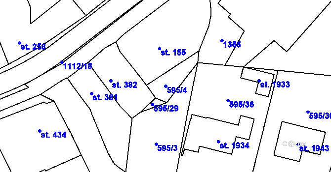 Parcela st. 595/4 v KÚ Kdyně, Katastrální mapa