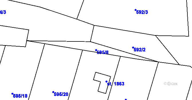 Parcela st. 595/8 v KÚ Kdyně, Katastrální mapa