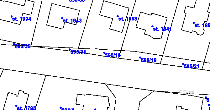 Parcela st. 595/11 v KÚ Kdyně, Katastrální mapa