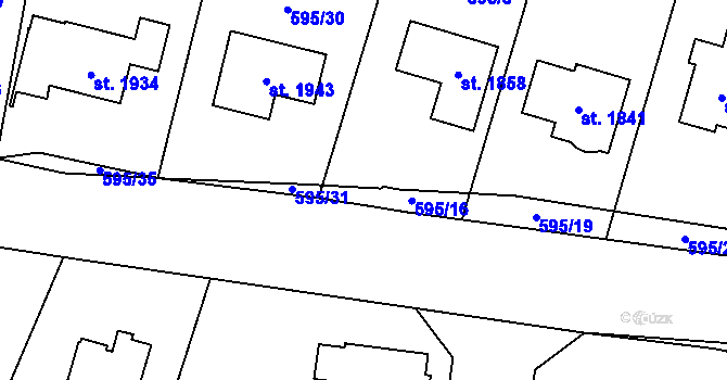 Parcela st. 595/14 v KÚ Kdyně, Katastrální mapa