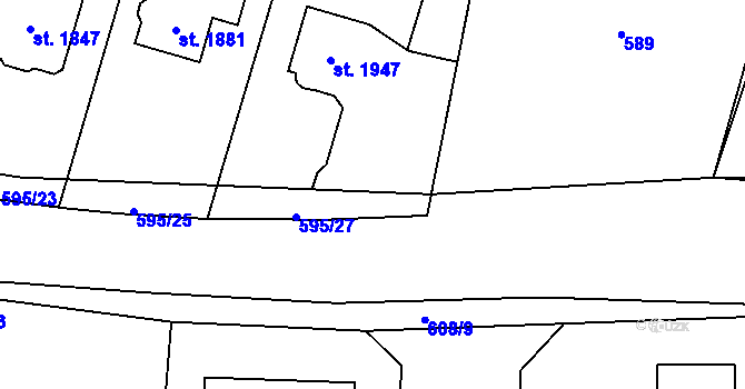 Parcela st. 595/15 v KÚ Kdyně, Katastrální mapa