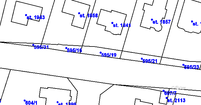 Parcela st. 595/19 v KÚ Kdyně, Katastrální mapa