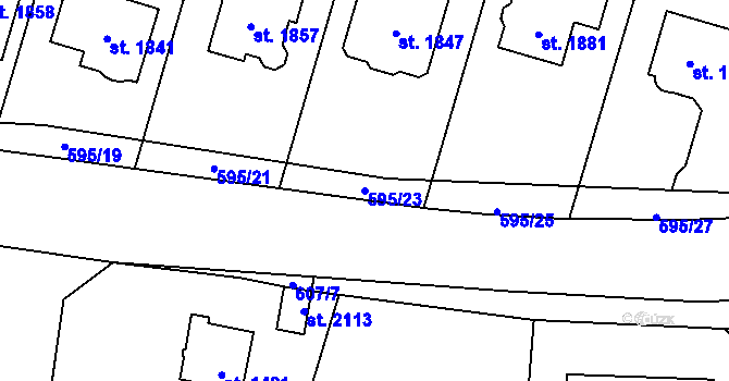 Parcela st. 595/23 v KÚ Kdyně, Katastrální mapa