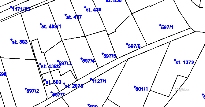 Parcela st. 597/5 v KÚ Kdyně, Katastrální mapa