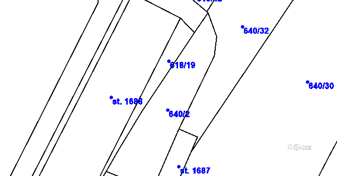 Parcela st. 640/3 v KÚ Kdyně, Katastrální mapa