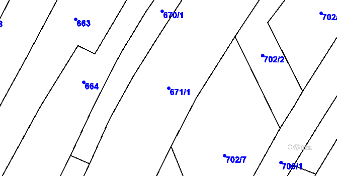 Parcela st. 671/1 v KÚ Kdyně, Katastrální mapa