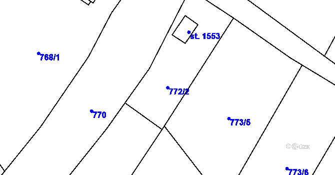 Parcela st. 772/2 v KÚ Kdyně, Katastrální mapa