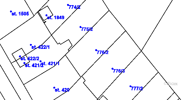 Parcela st. 776/2 v KÚ Kdyně, Katastrální mapa