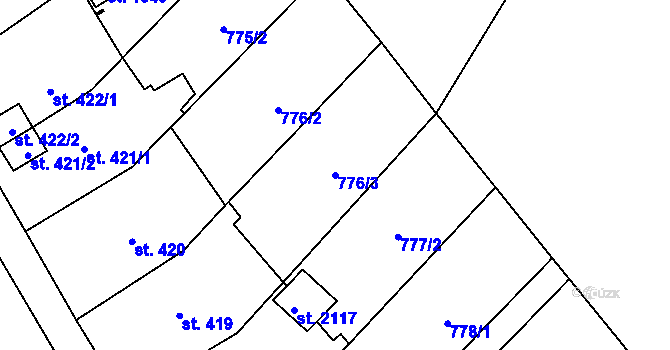 Parcela st. 776/3 v KÚ Kdyně, Katastrální mapa