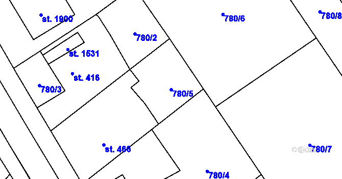 Parcela st. 780/5 v KÚ Kdyně, Katastrální mapa