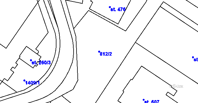 Parcela st. 812/2 v KÚ Kdyně, Katastrální mapa