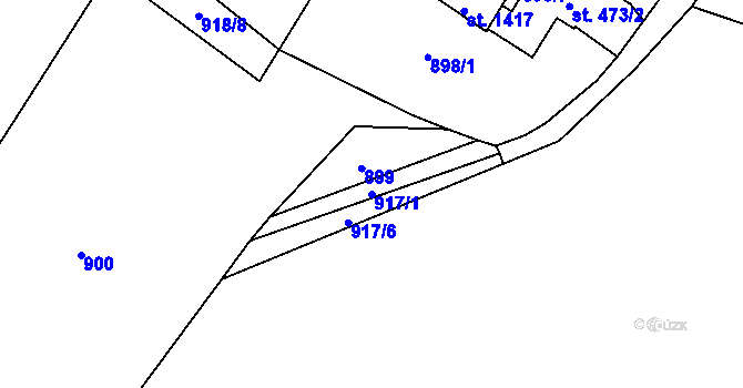 Parcela st. 917/1 v KÚ Kdyně, Katastrální mapa