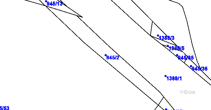 Parcela st. 945/2 v KÚ Kdyně, Katastrální mapa